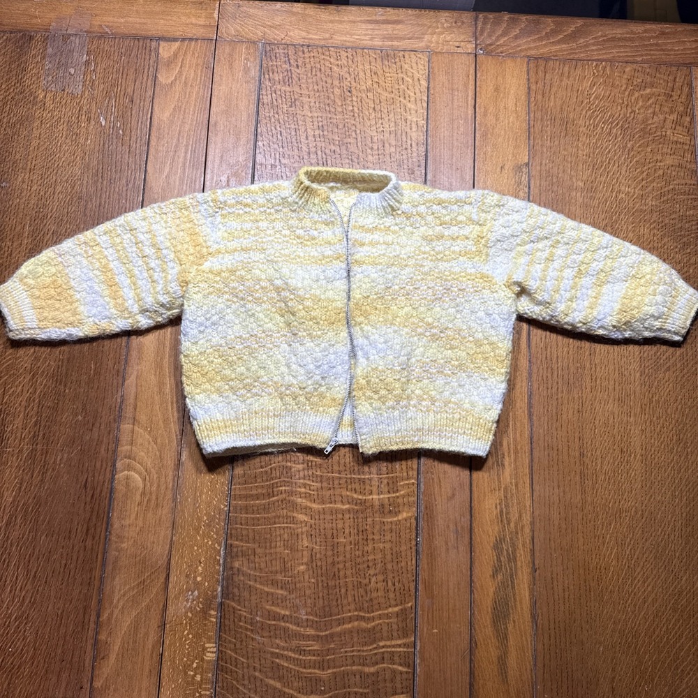 Handmade Yellow Knit Sweater Baby‎ Toddler 12-18 Month Broken Zipper